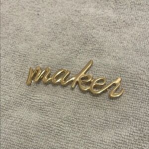 Gold 'Maker' Script Pin